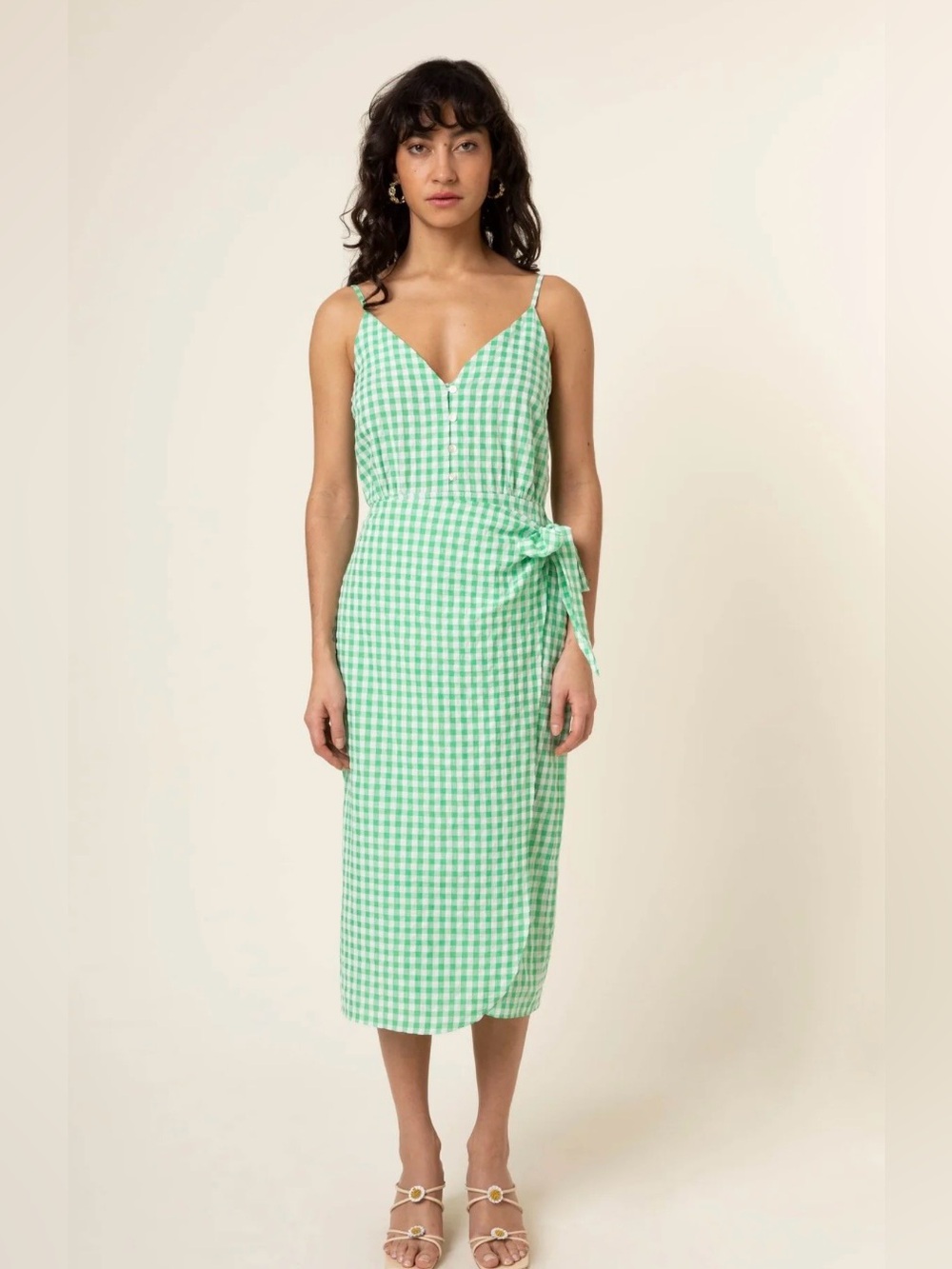 Frnch Hasma Gingham Dress in green!